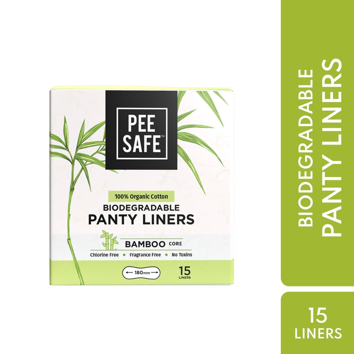 Pee Safe 100% Organic Cotton Biodegradable Panty Liners, 15 Count, Pack of 1 