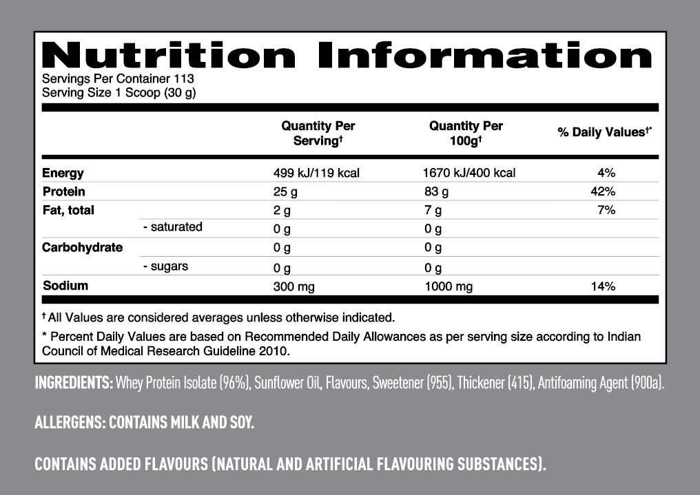 Isopure Zero Carb 100% Whey Protein Isolate Creamy Vanilla Flavour 