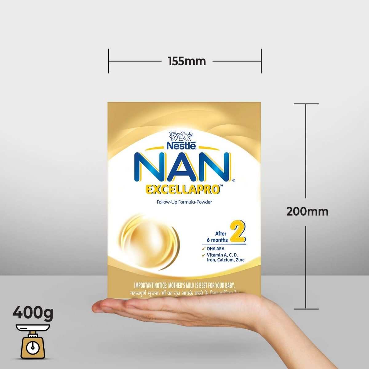 Nestle Nan Excellapro Infant Formula Stage 2 (After 6 Months) Powder, 400 gm Refill Pack, Pack of 1 