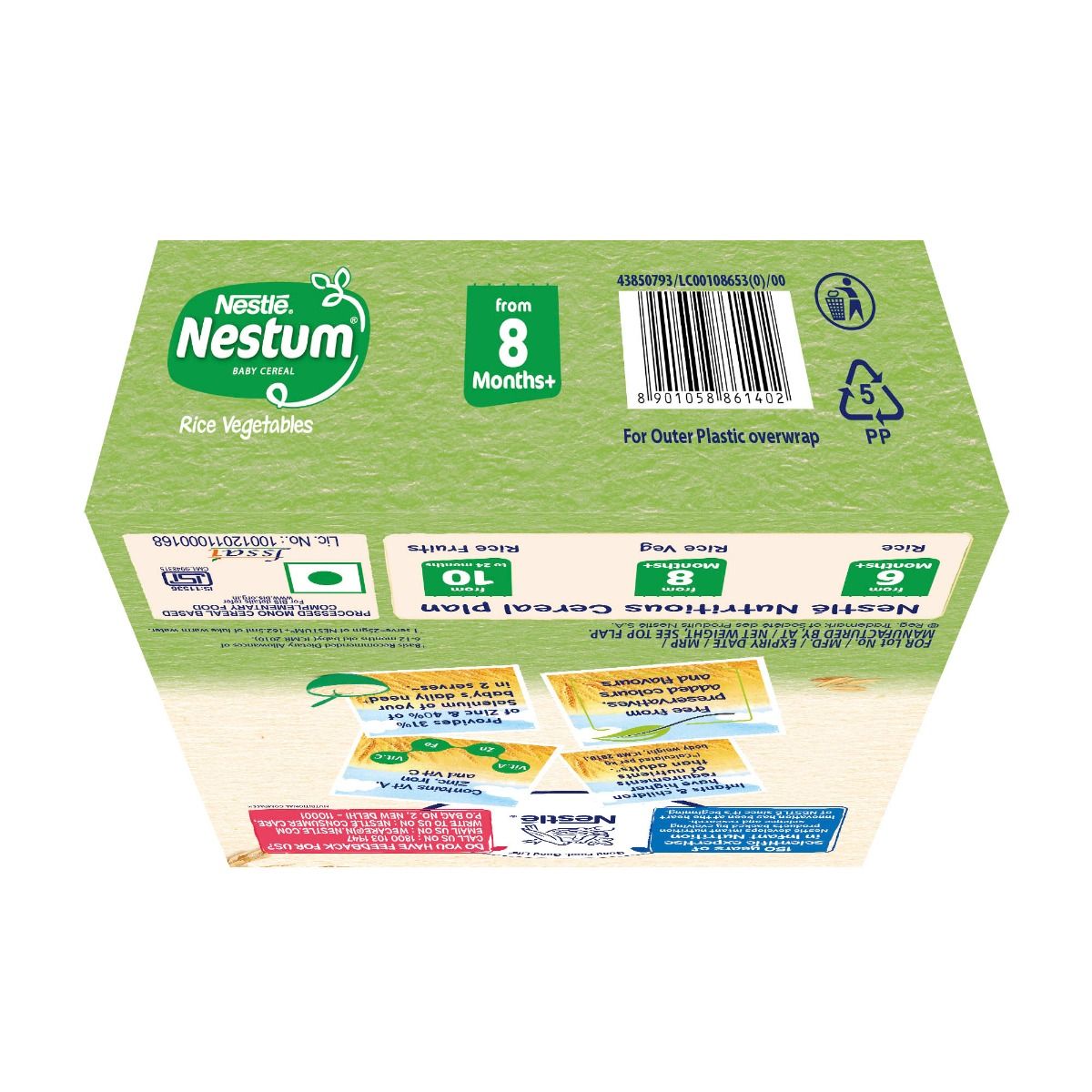 Nestle Nestum Baby Cereal Rice Vegetables (From 8 Months+) Powder, 300 gm Refill Pack, Pack of 1 