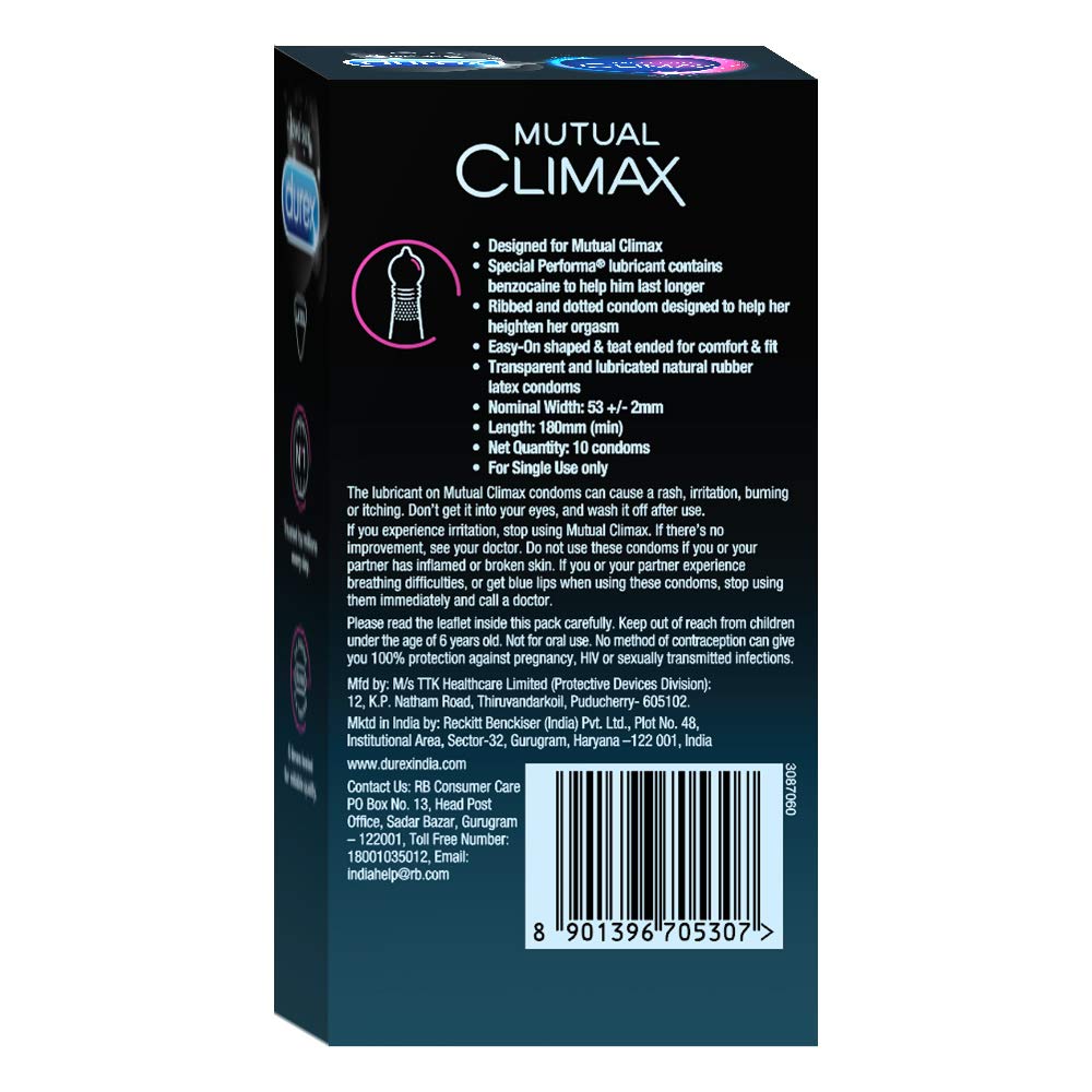 Durex Mutual Climax Condoms, 10 Count, Pack of 1 
