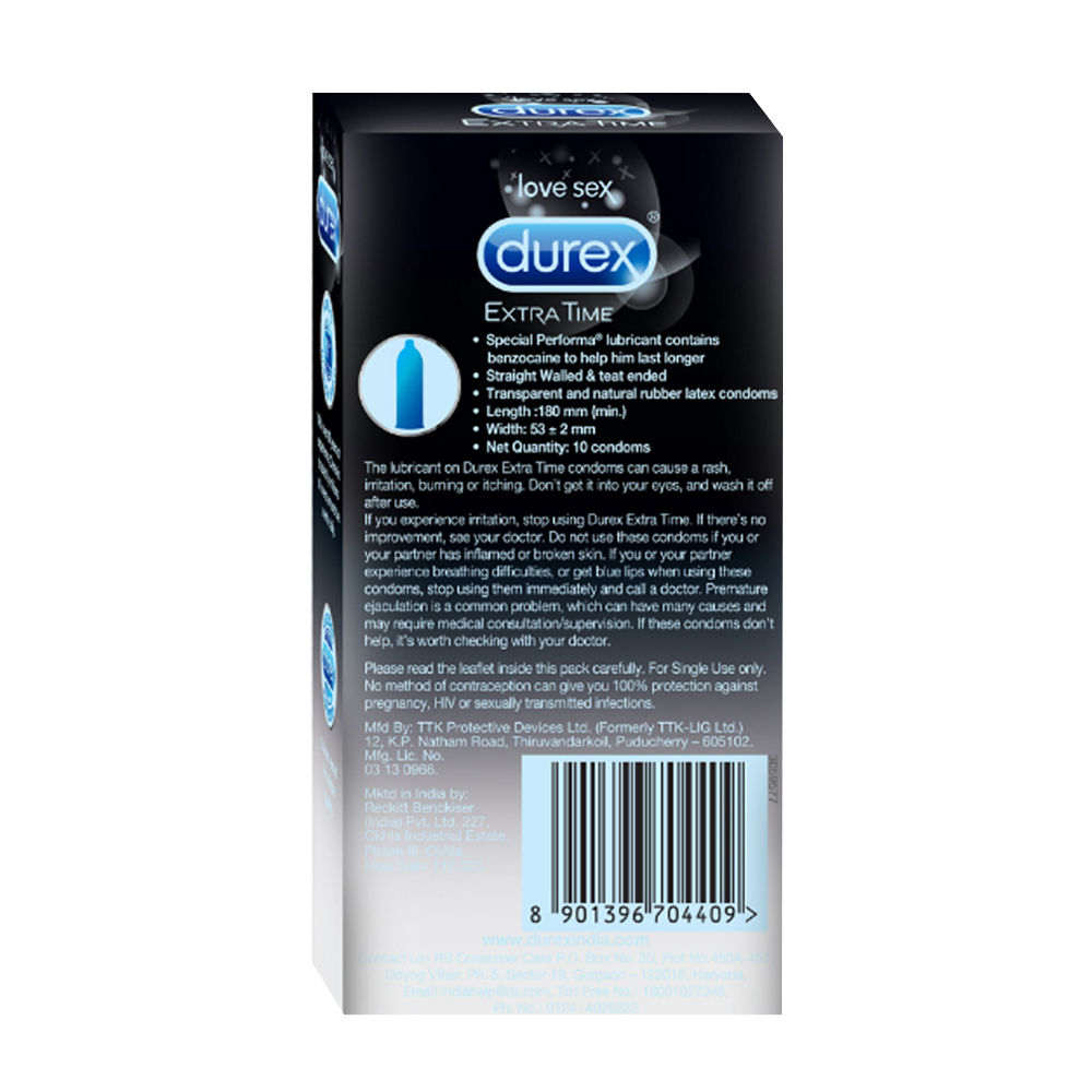 Durex Extra Time Condoms, 10 Count, Pack of 1 