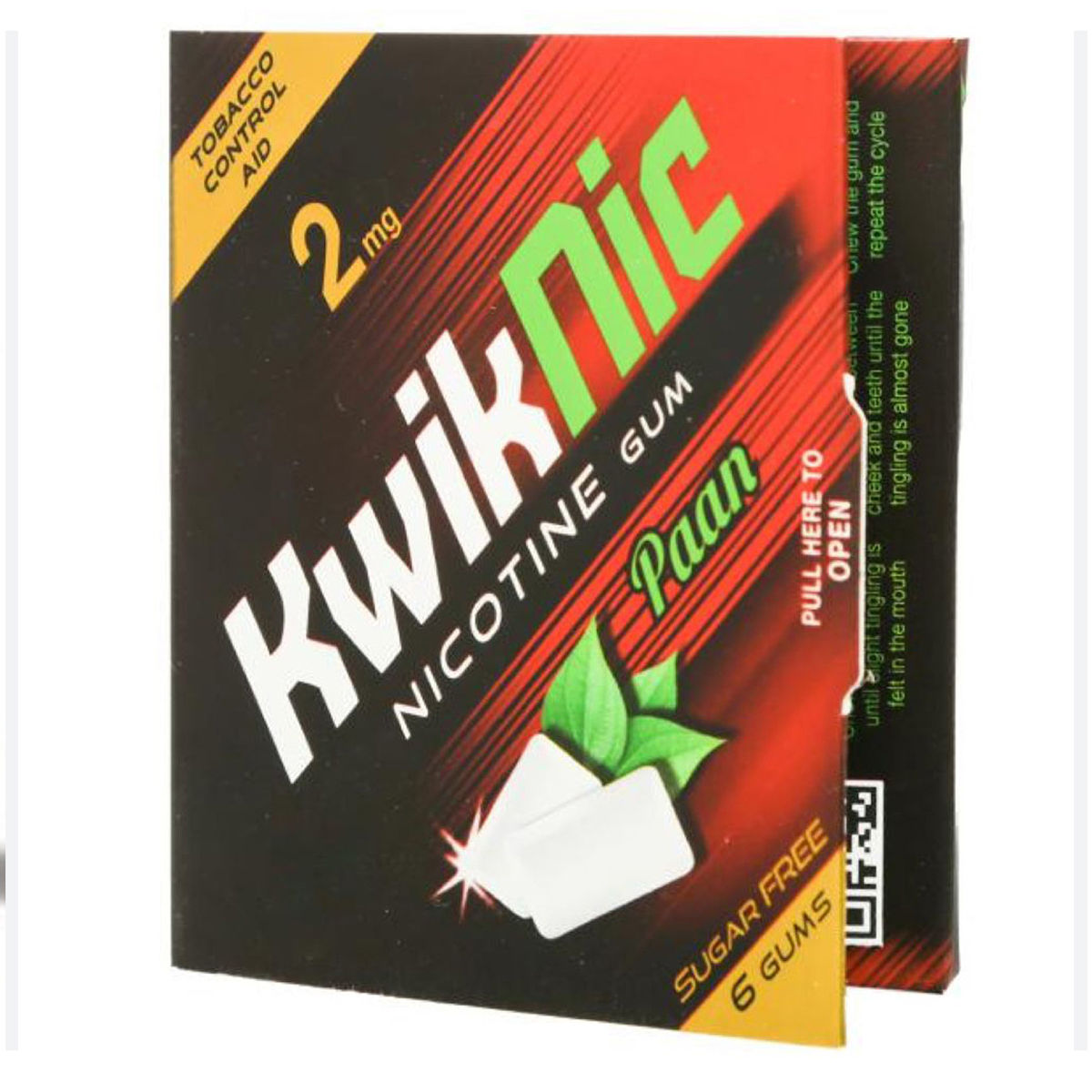 Buy Kwiknic Nicotine 2 mg Paan Flavour, 6 Chewing Gum Online