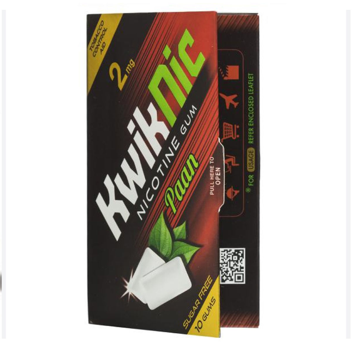 Buy Kwiknic Nicotine 2 mg Paan Flavour, 10 Chewing Gum Online