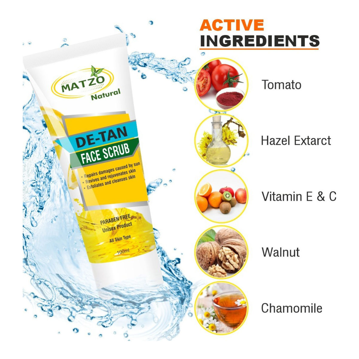 Matzo DeTan Face Scrub, 100 ml Price, Uses, Side Effects, Composition