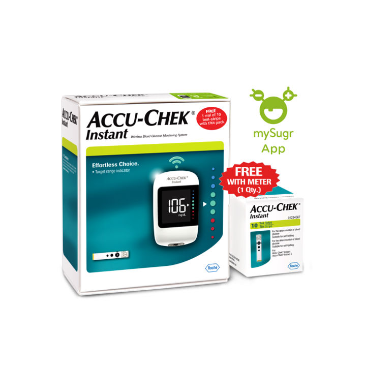 Accu-Chek Instant Wireless Blood Glucose Monitoring System With 10 Free Test Strips, 1 Kit, Pack of 1 