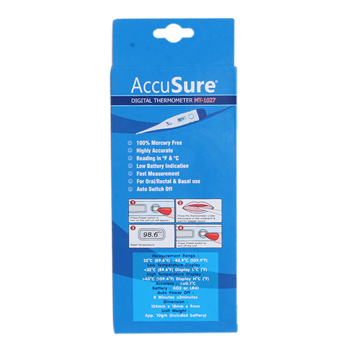 Accusure Digital Thermometer MT-1027 (Microgene), 1 Count, Pack of 1 