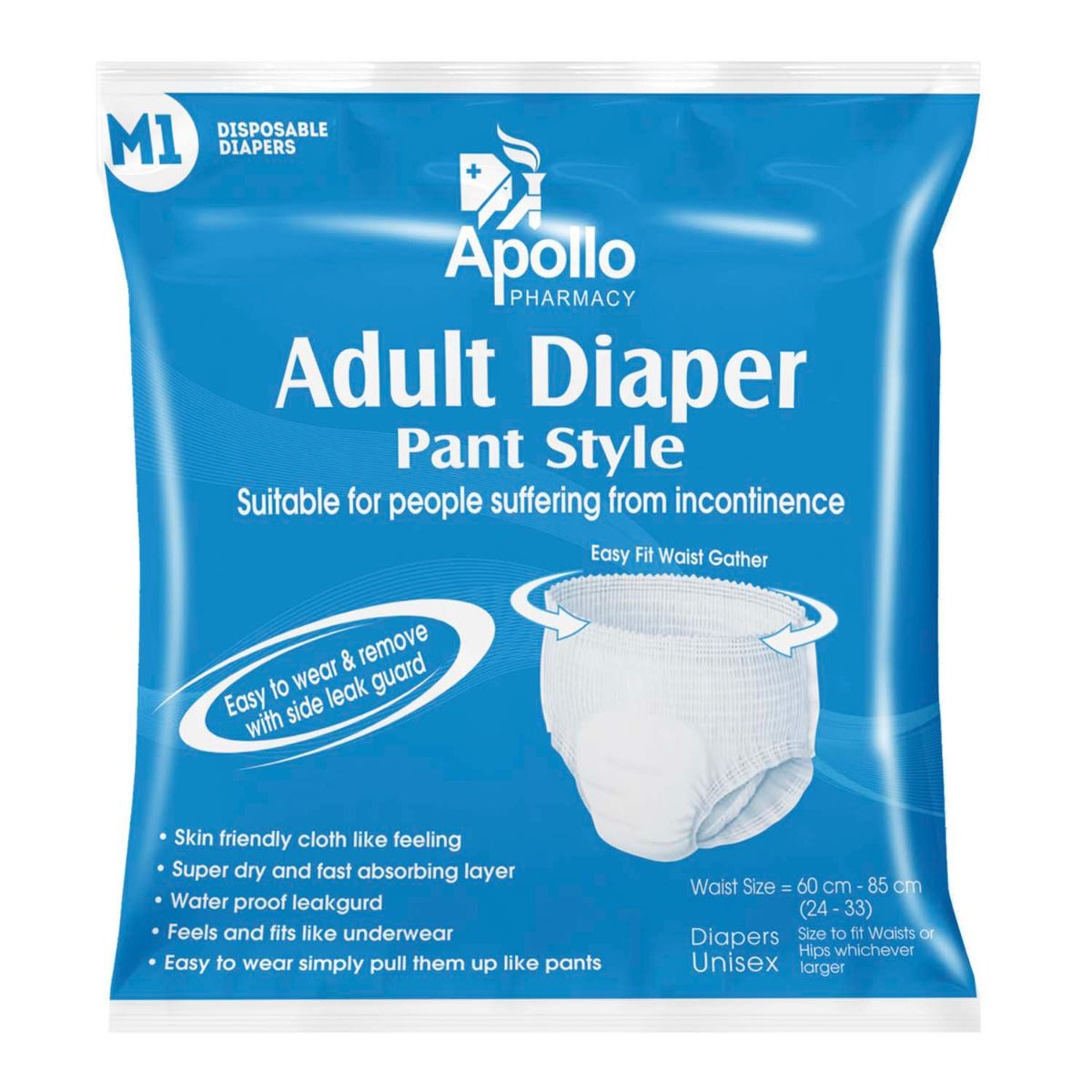 Buy Apollo Pharmacy Adult Diaper Pants Medium, 1 Count Online