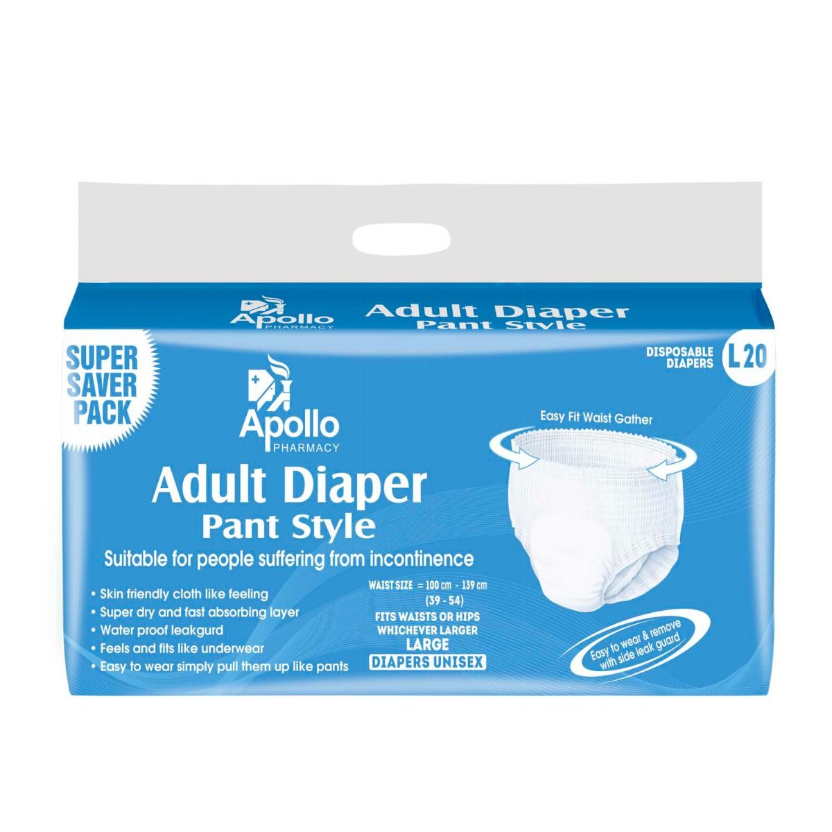 Apollo Life Adult Diaper Pants Large, 20 Count, Pack of 1 