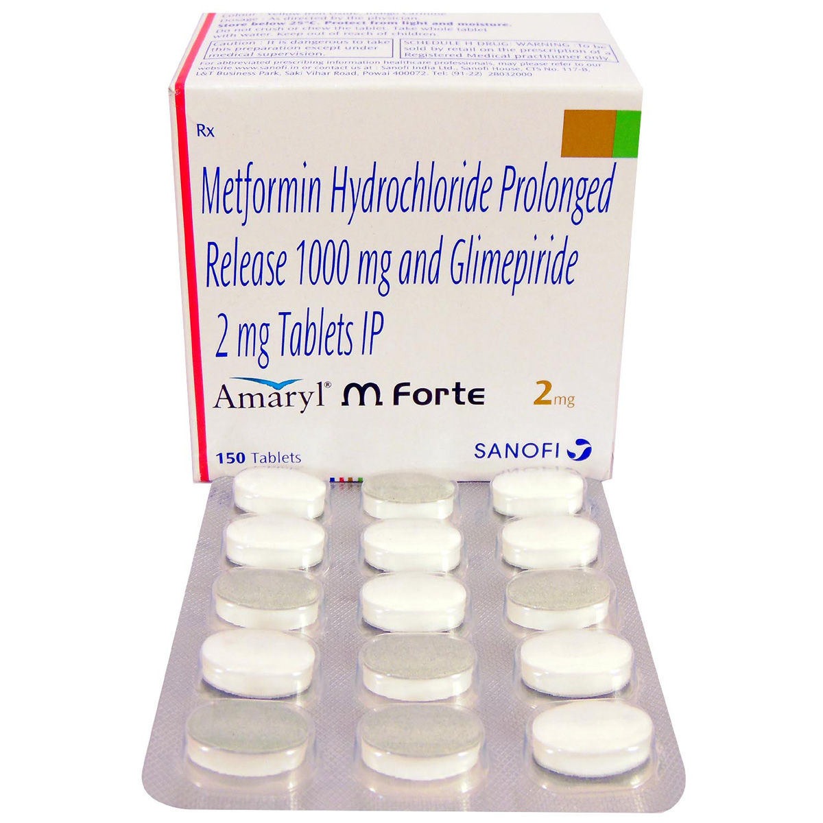 Amaryl M Forte 2 Tablet 15's Price, Uses, Side Effects, Composition ...