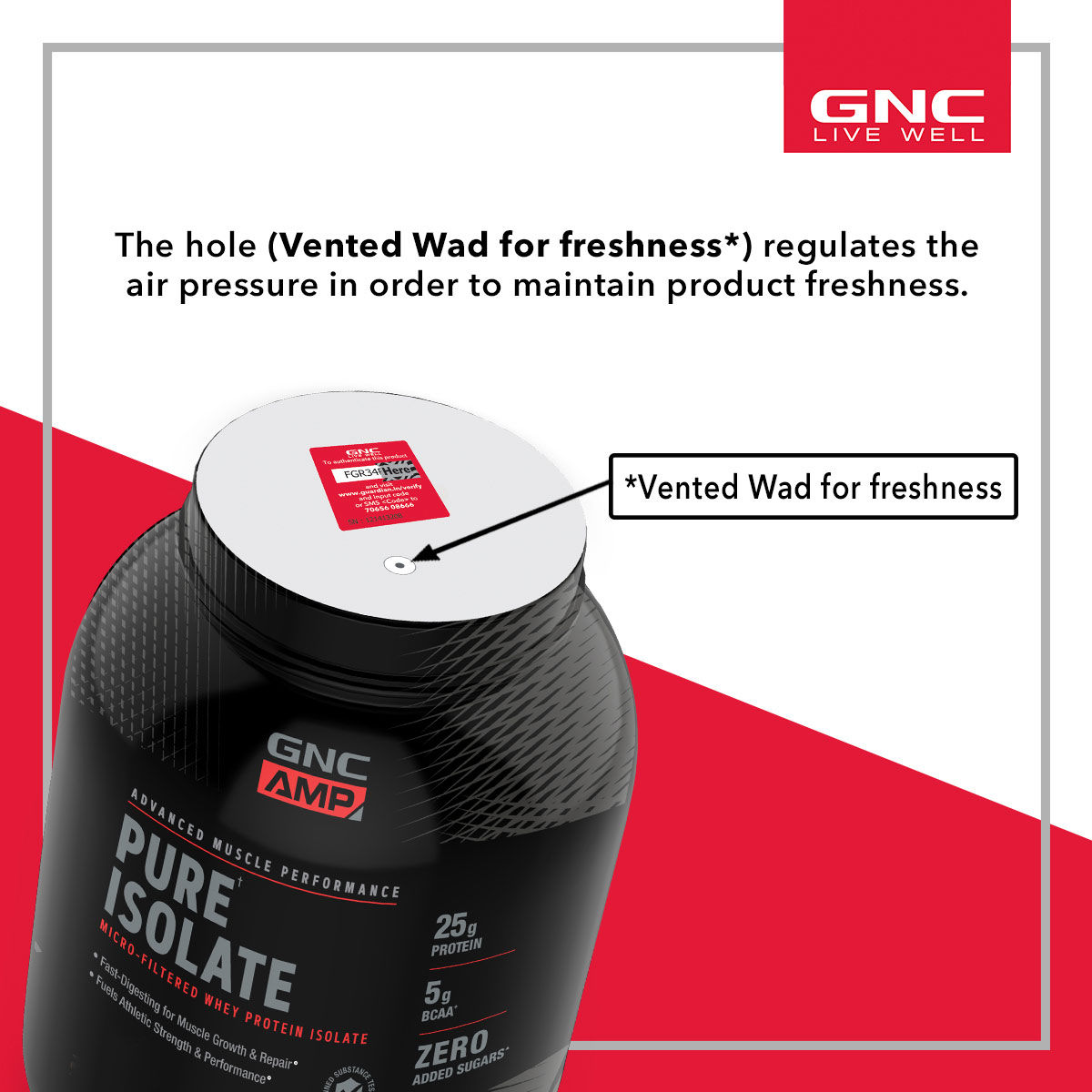 GNC AMP Pure Isolate Vanilla Custard Flavour Whey Protein Powder, 1 kg, Pack of 1 
