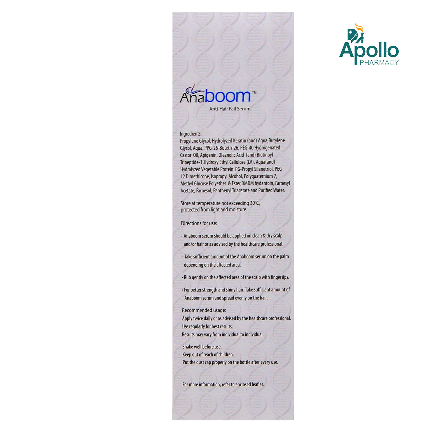 Anaboom Anti-Hair Fall Serum, 60 ml Price, Uses, Side Effects, Composition - Apollo Pharmacy Anaboom Anti-Hair Fall Serum, 60 ml Price, Uses, Side Effects, Composition - Apollo Pharmacy