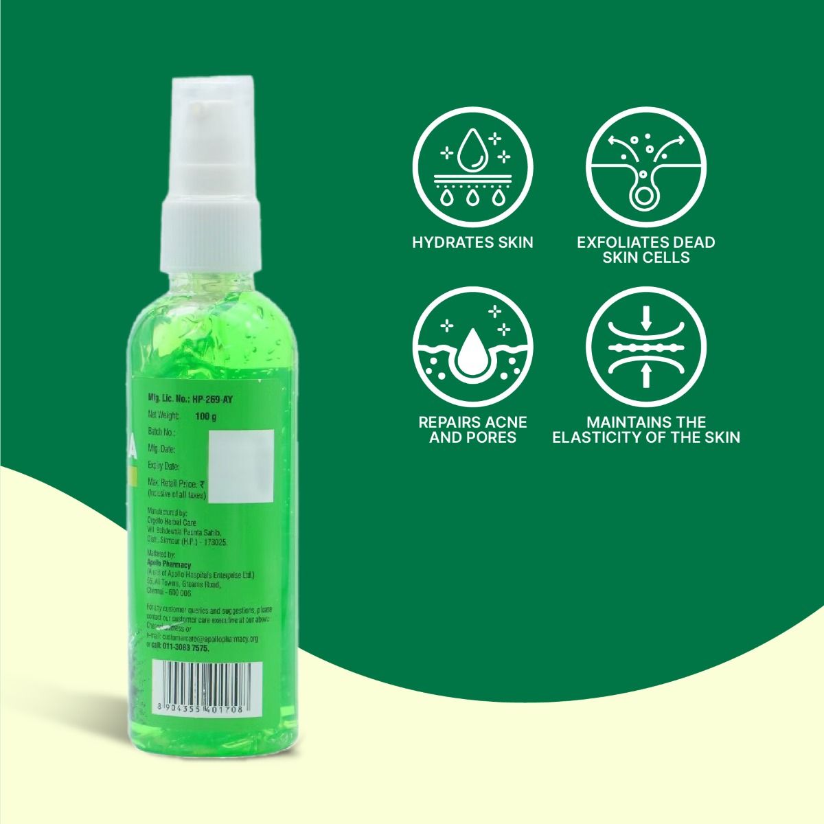 Apollo Life Aloe Vera Skin Care Gel, 300 gm (3x100 gm) Price, Uses