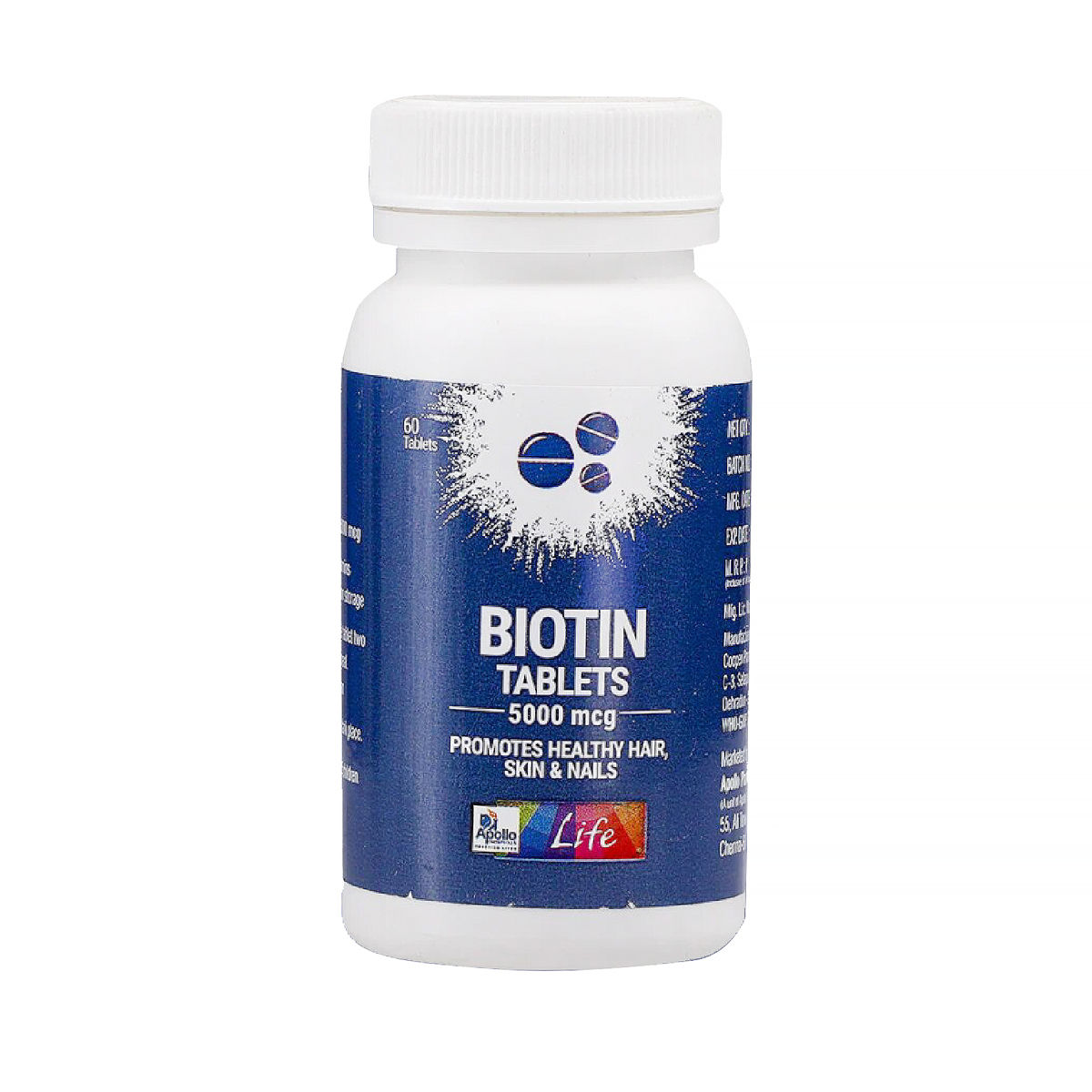 Apollo Life Biotin 5000 mcg, 60 Tablets Price, Uses, Side Effects,  Composition - Apollo Pharmacy