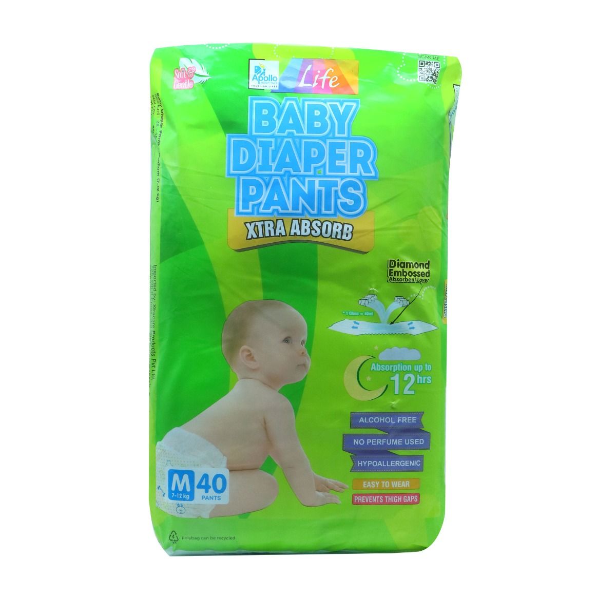 Buy Apollo Life Baby Diaper Pants Medium, 40 Count Online