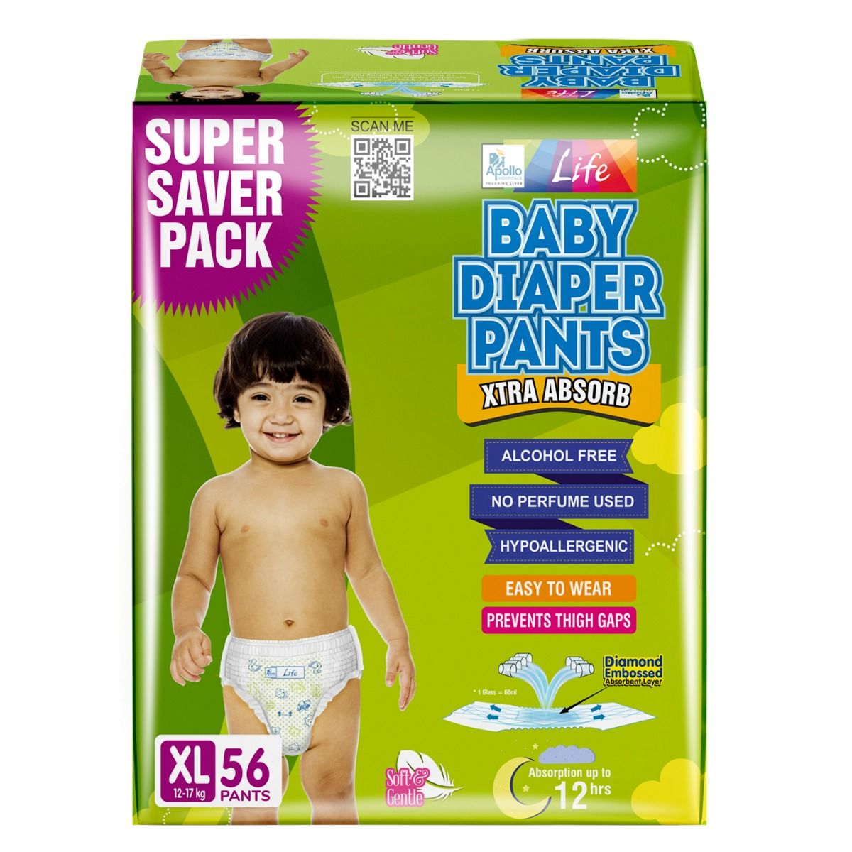 Buy Apollo Life Baby Diaper Pants XL, 56 Count Online