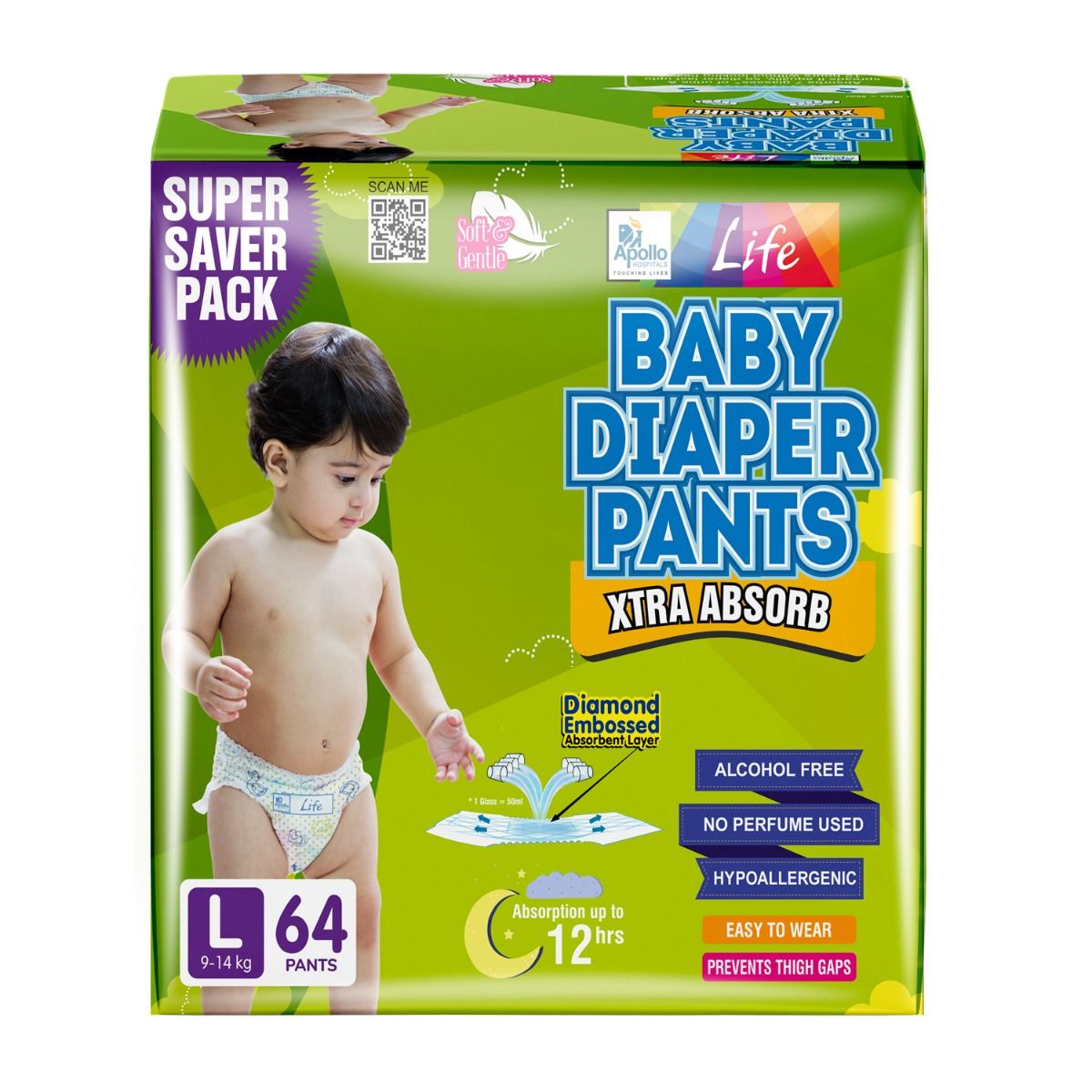 Buy Apollo Life Baby Diaper Pants Large, 64 Count Online