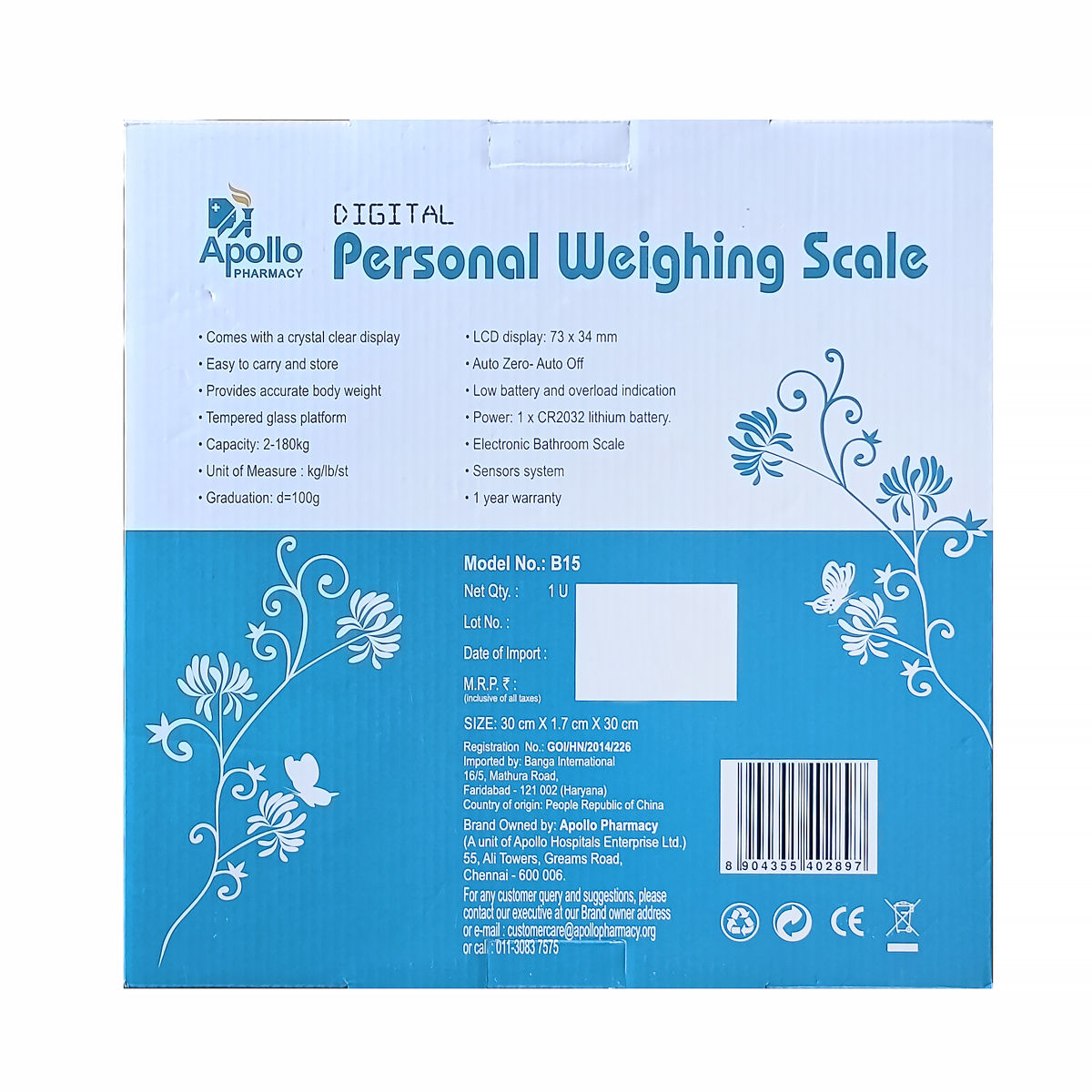 Apollo Pharmacy Digital Personal Weighing Scale, 1 Unit, Pack of 1 