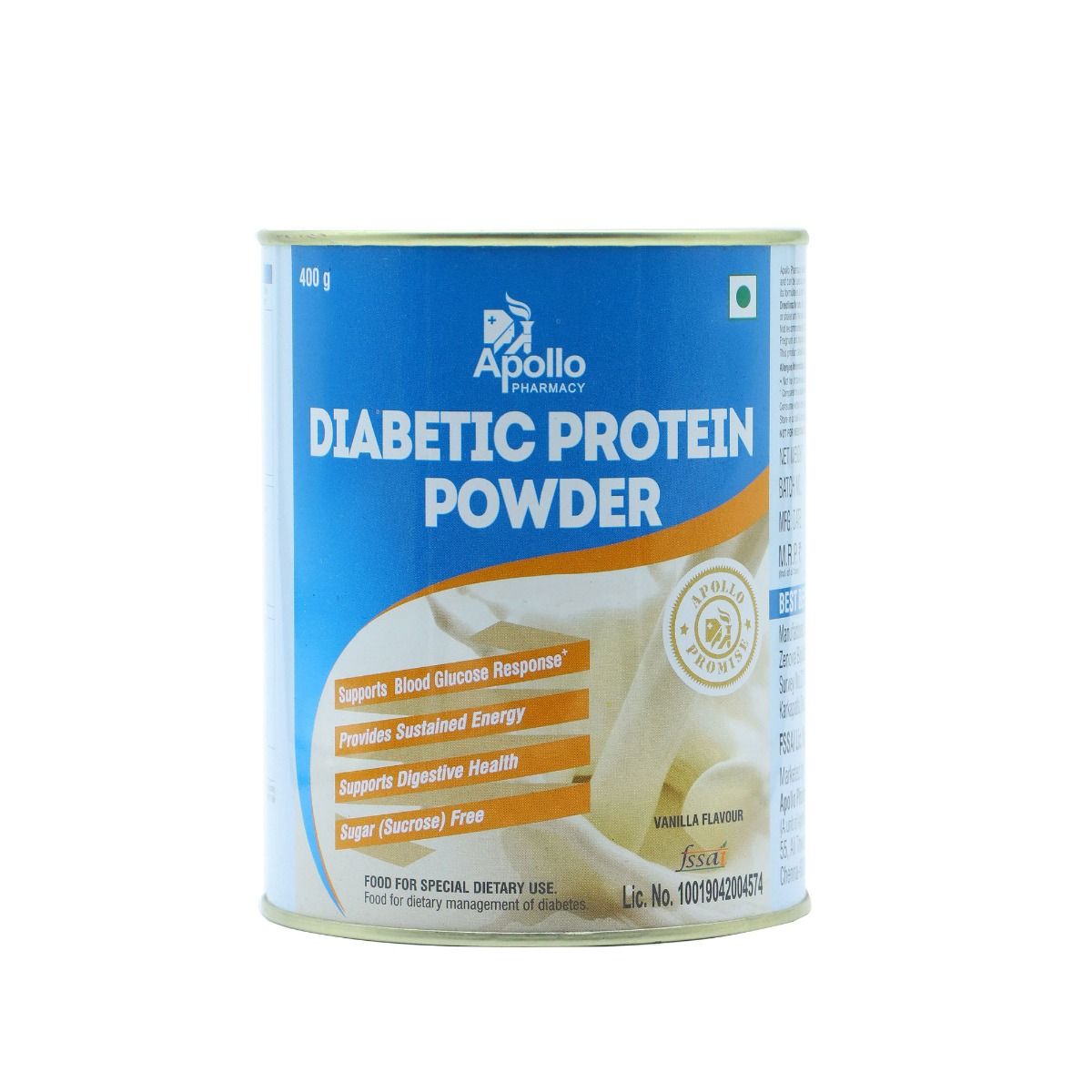 Buy Apollo Pharmacy Diabetic Protein Powder Vanilla Flavour, 400 gm Online