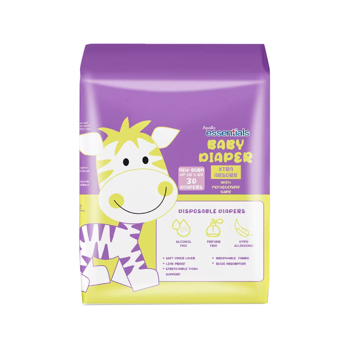 Apollo Essentials Extra Absorb Baby Diapers New Born, 30 Count Price