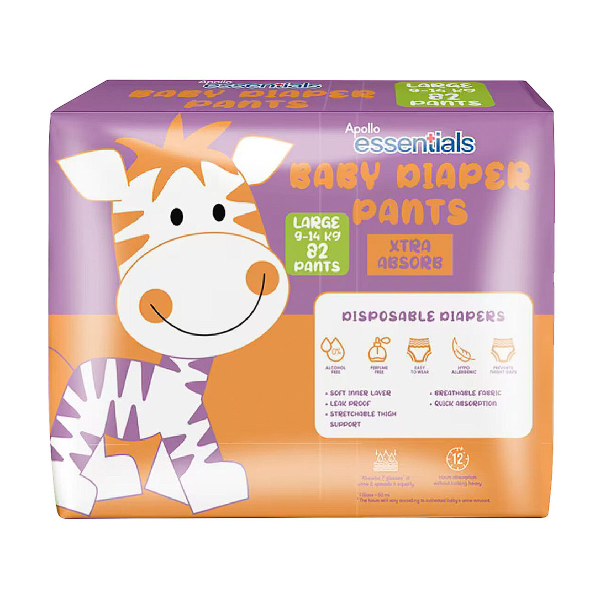 Apollo Essentials Extra Absorb Baby Diaper Pants Large, 82 Count Price