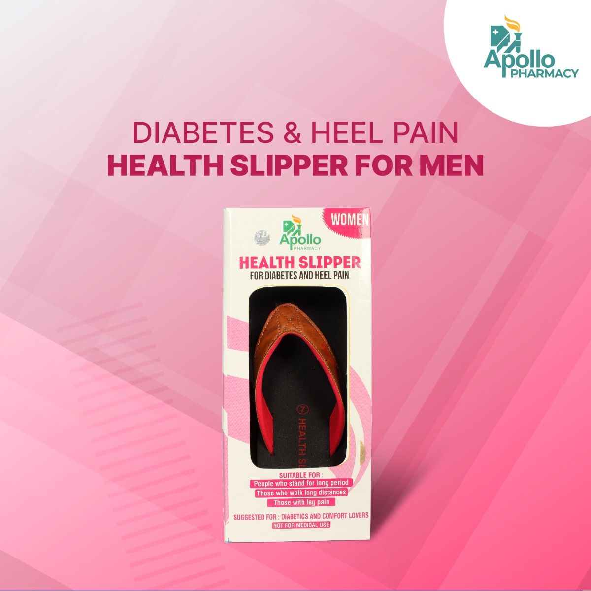 Apollo Pharmacy Diabetes & Heel Pain Health Slipper For Women, Size-7, 1 Pair, Pack of 1 