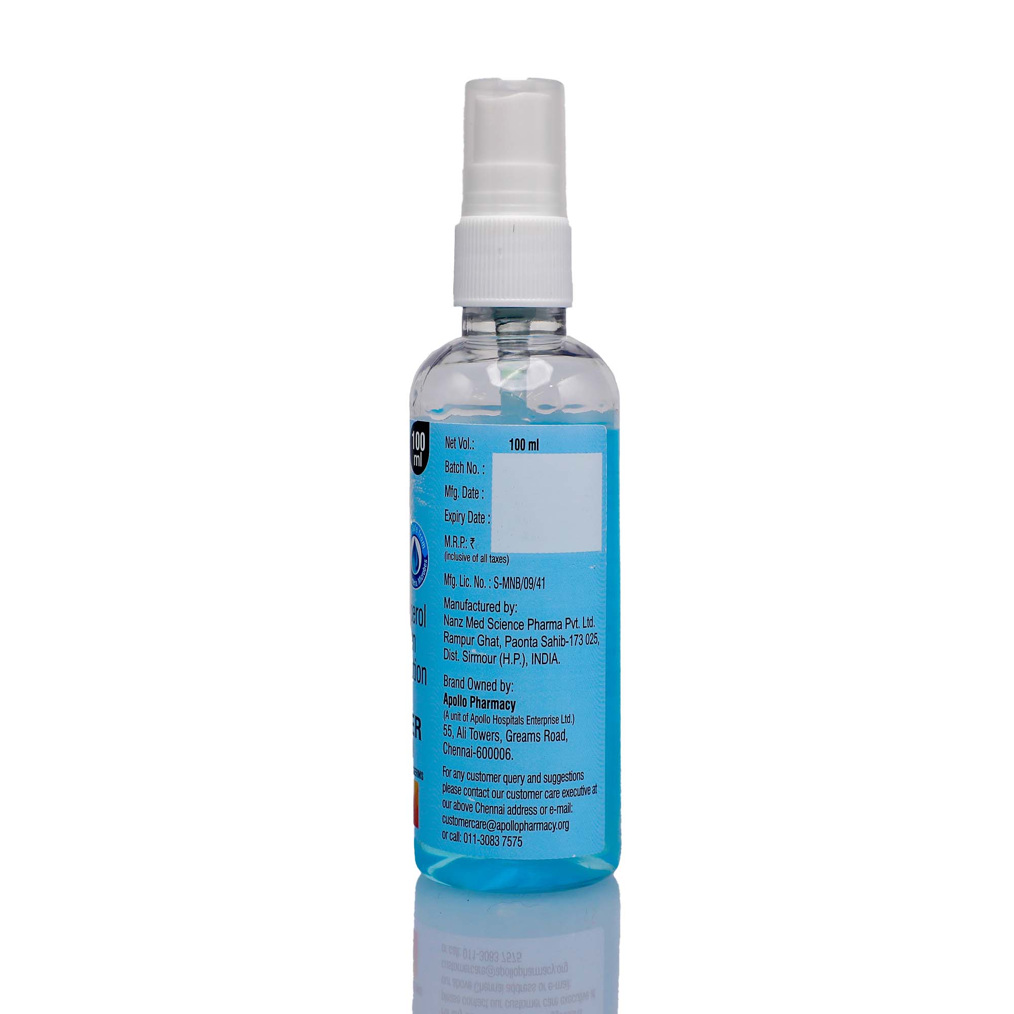 Apollo Life Hand Sanitizer Liquid Spray, 100 ml, Pack of 1 