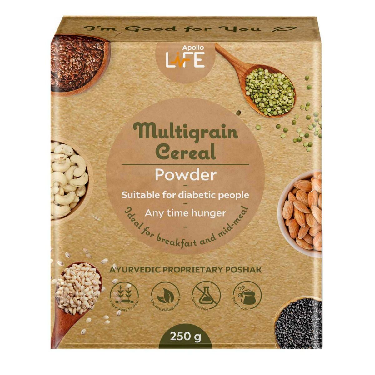 Buy Apollo Life Multigrain Cereal Powder, 250 gm Online