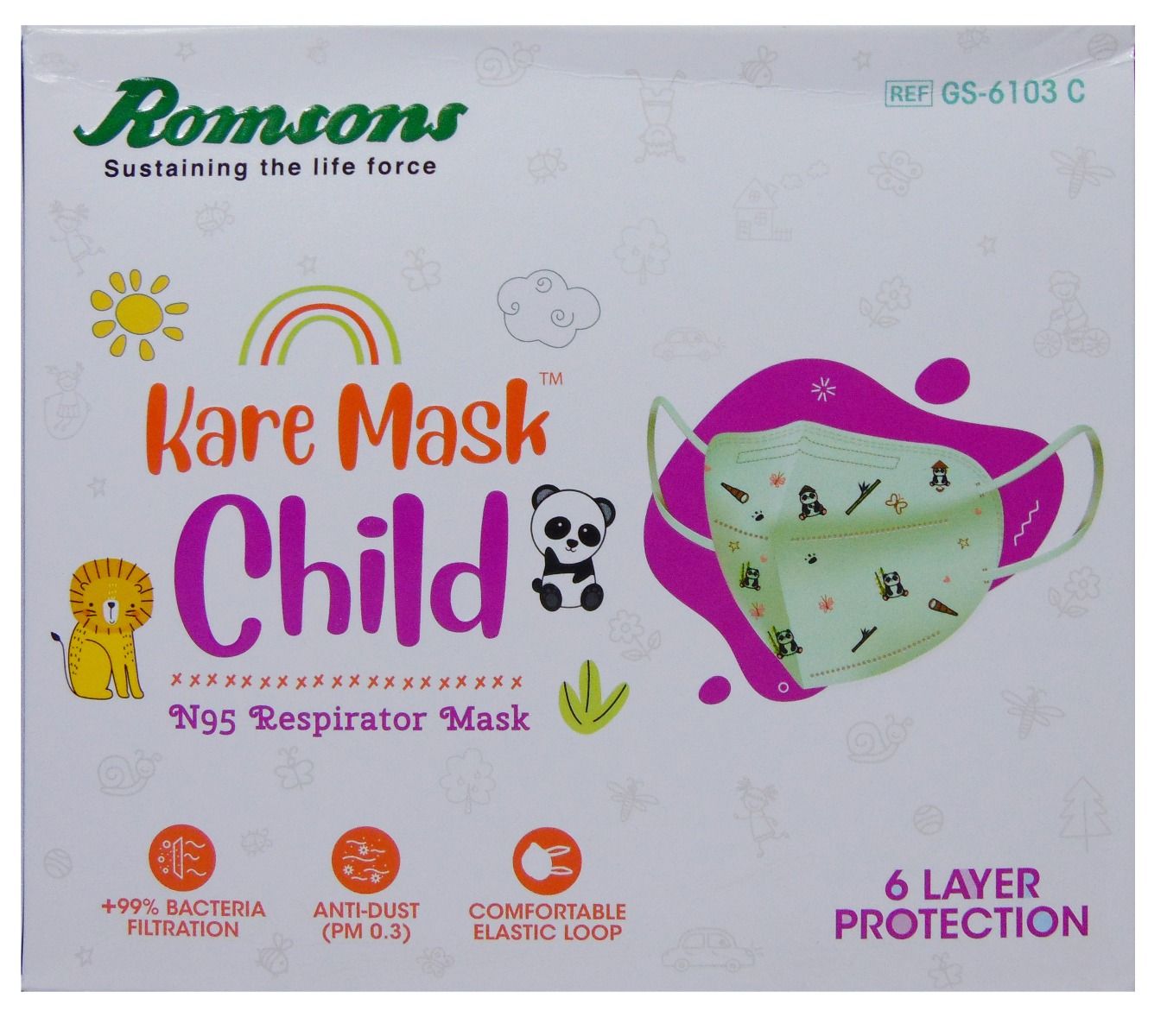 Buy Romsons N95 Respirator Kare 6 Layer Child Mask, 3 Count Online