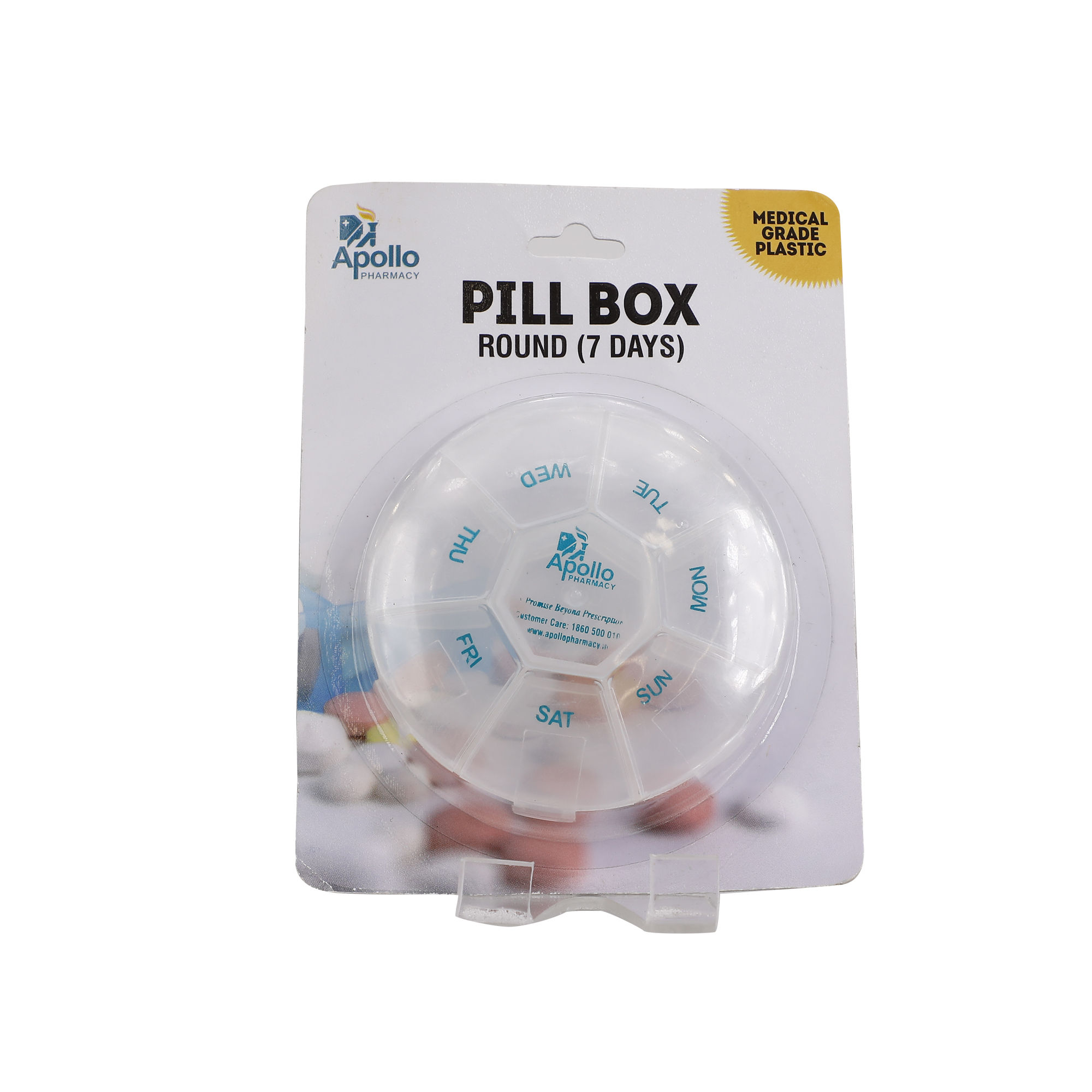 Apollo Pharmacy Pill Box Round 7 Days, 1 Kit, Pack of 1 