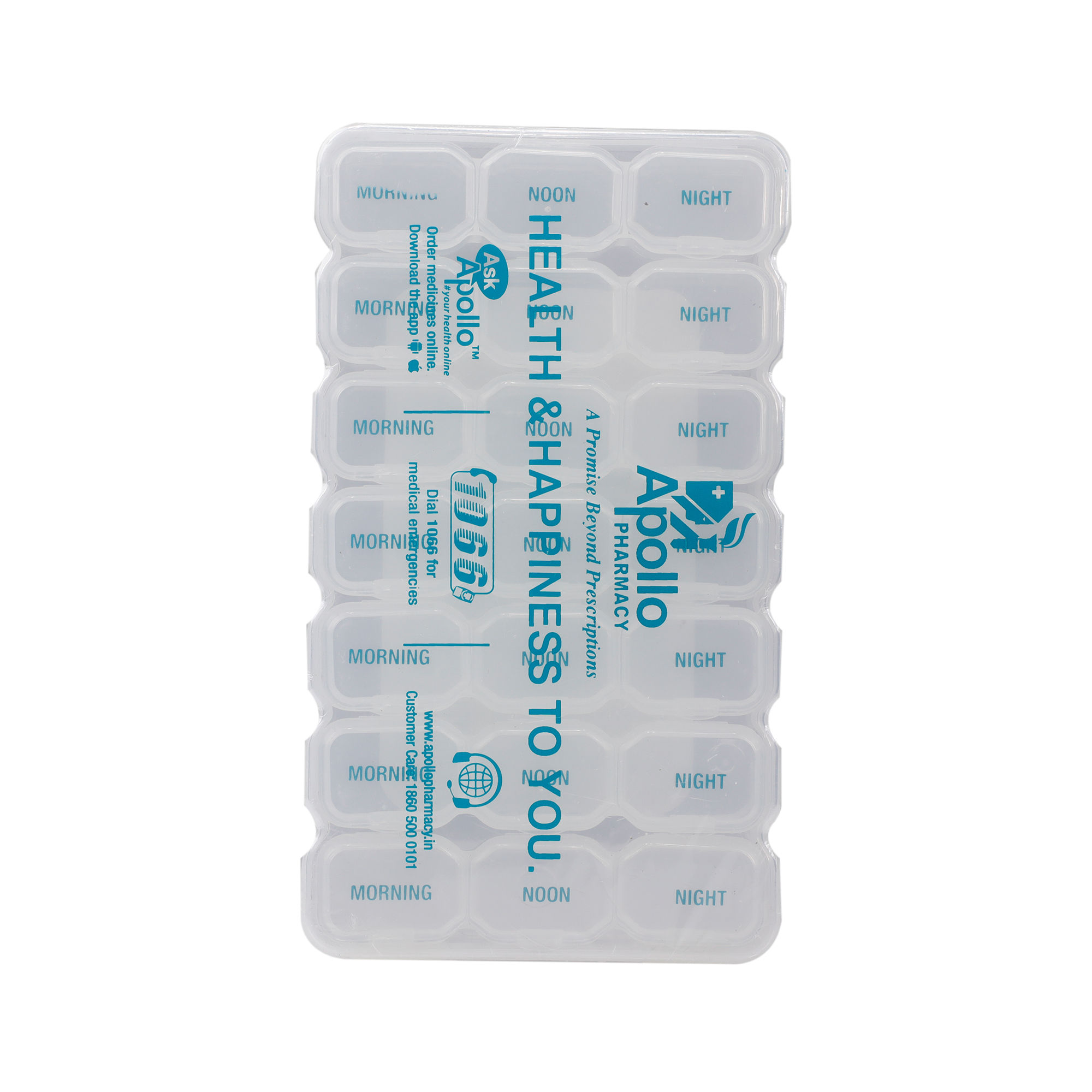 Apollo Rectangle Pill Box Rectangle 3 x7 Days, 1 Count, Pack of 1 