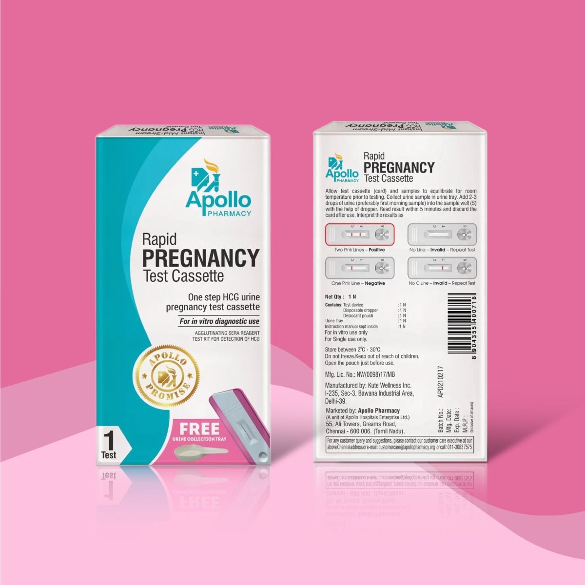 Apollo Pharmacy Rapid Pregnancy Test Cassette, 2 Kits Price, Uses, Side