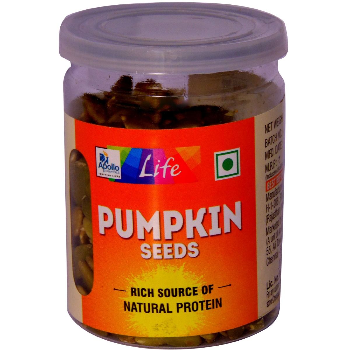 Apollo Life Pumpkin Seeds, 60 gm, Pack of 1 