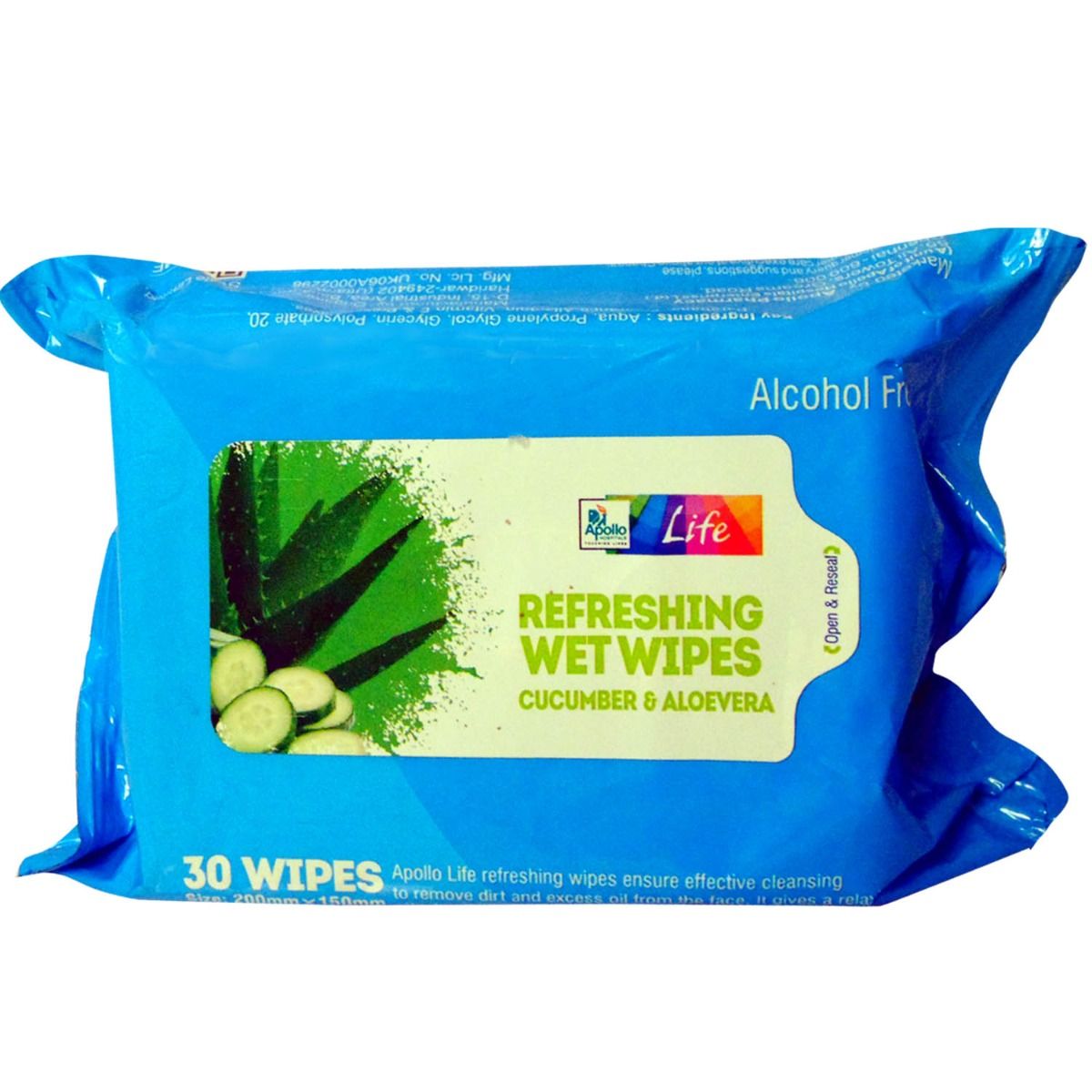 Buy Apollo Life Cucumber & Aloe Vera Refreshing Wet Wipes 30's Online