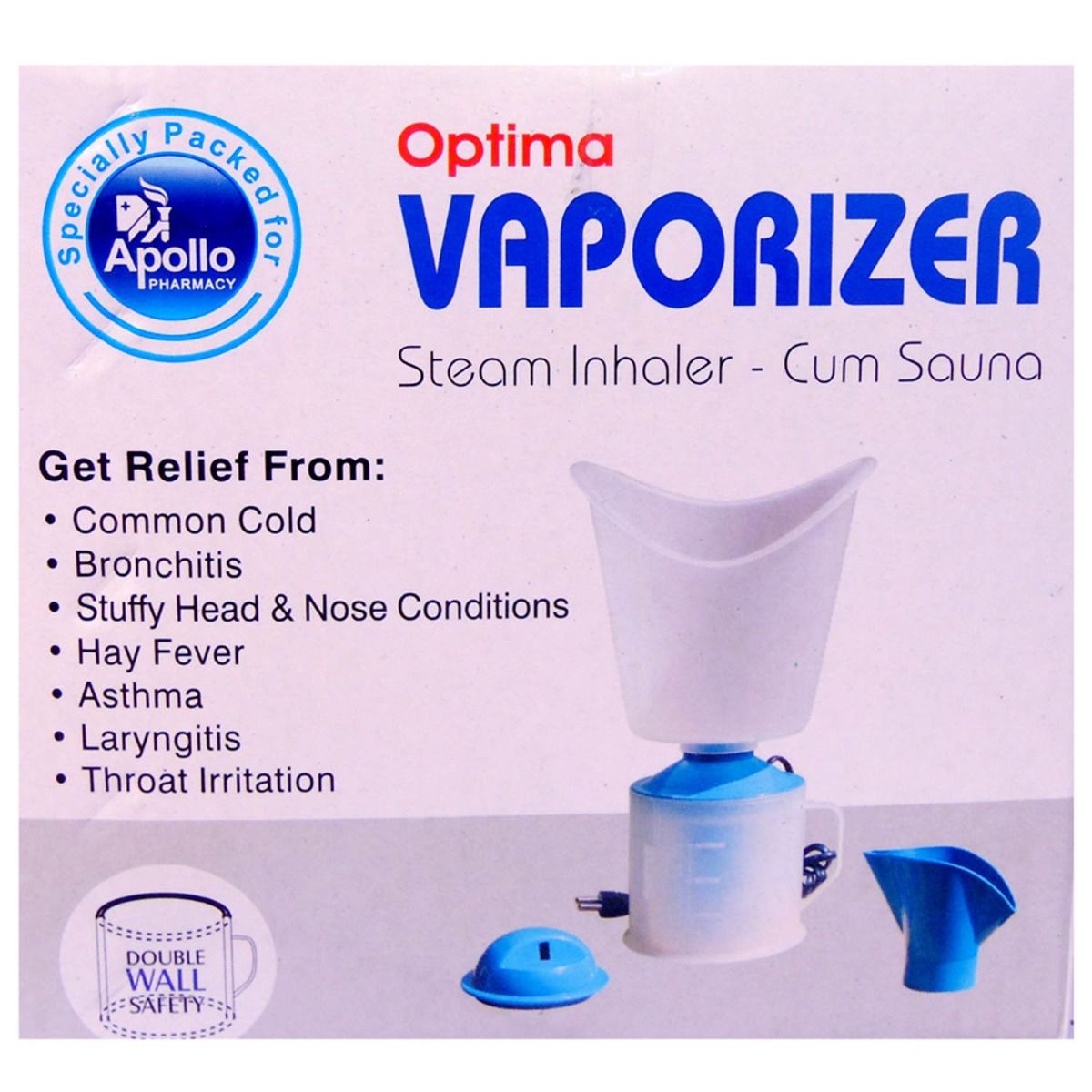 Apollo Pharmacy Optima Vaporizer Steam Inhaler, 1 Count, Pack of 1 