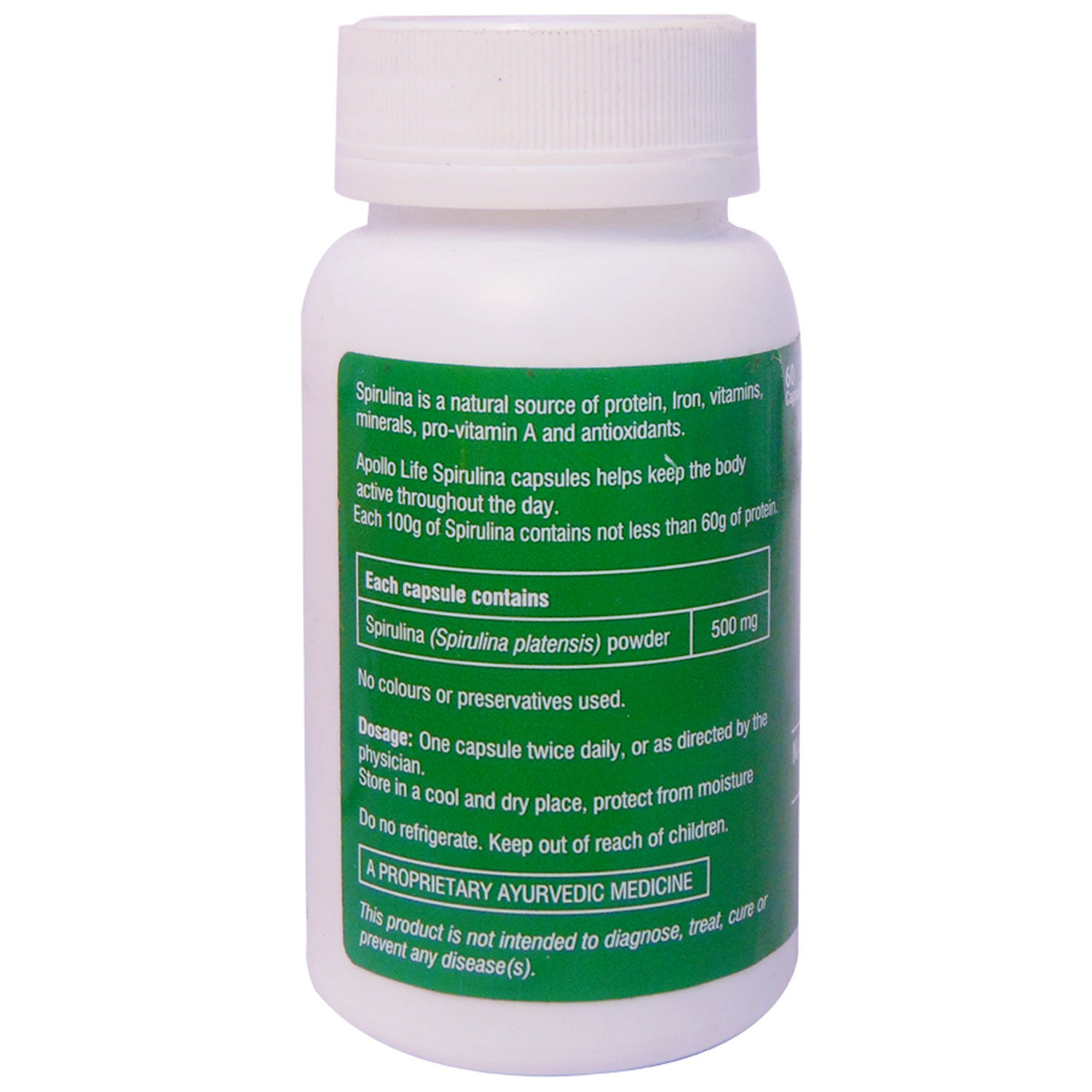 Apollo Life Spirulina, 60 Capsules Price, Uses, Side Effects