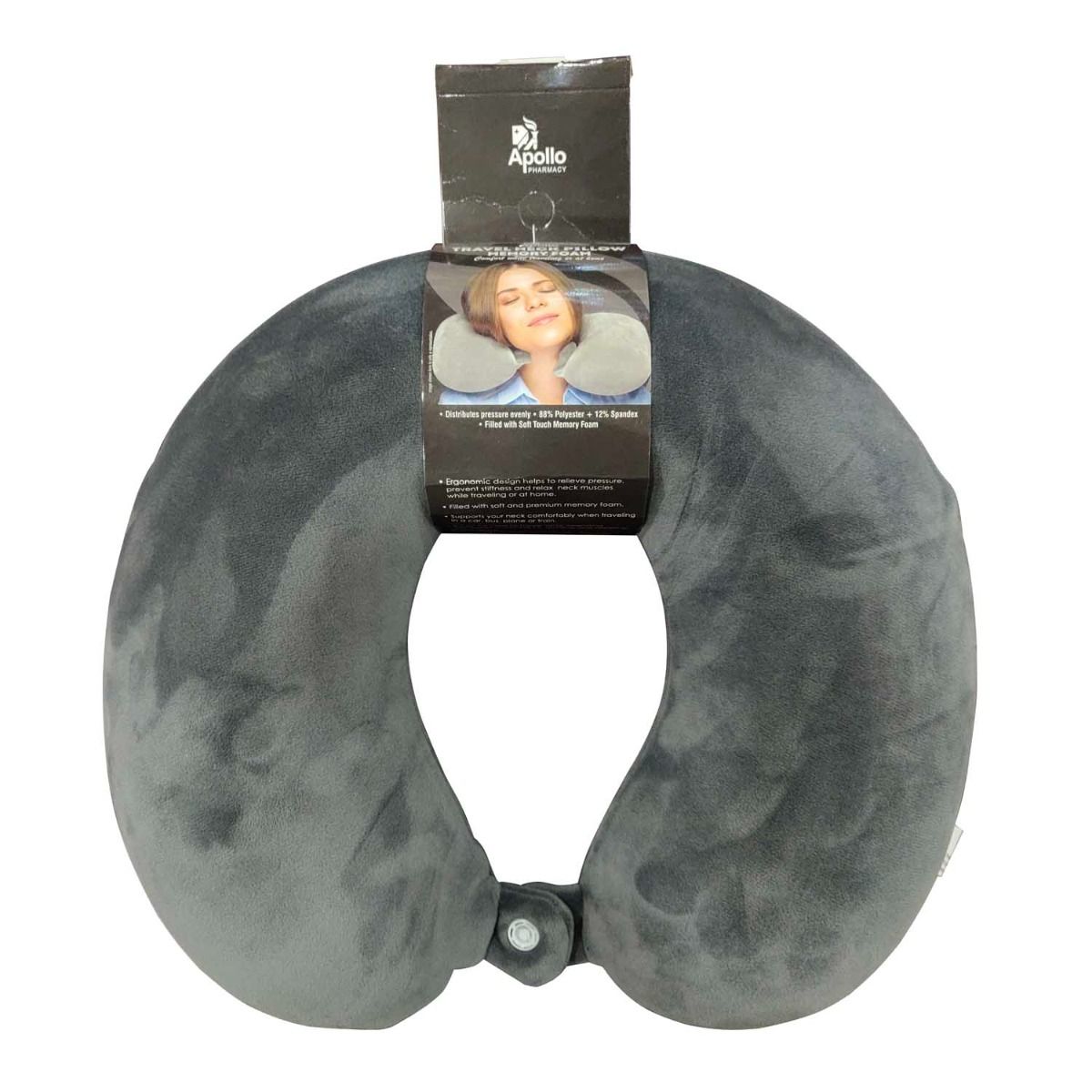 Apollo Pharmacy Memory Foam Travel Neck Pillow, 1 Count, Pack of 1 