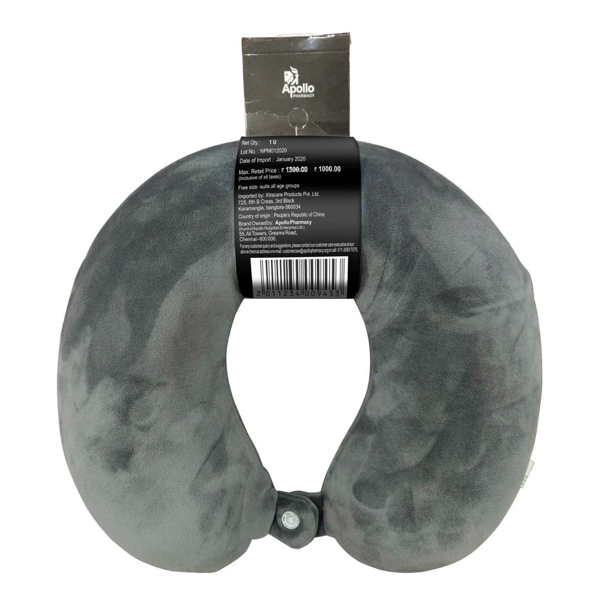 Apollo Pharmacy Memory Foam Travel Neck Pillow, 1 Count, Pack of 1 