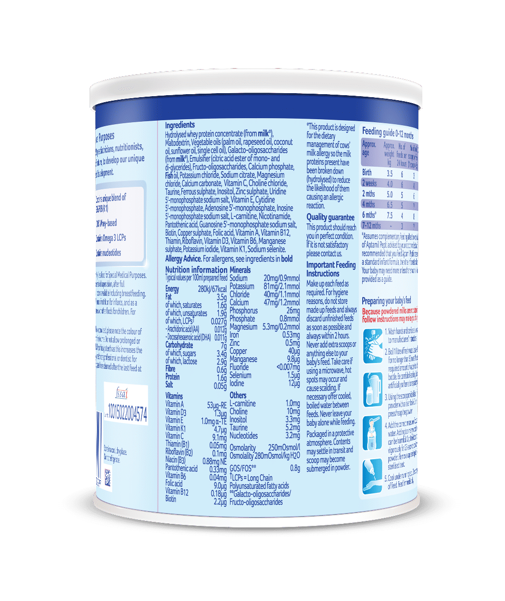 Aptamil Pepti Infant Formula, 0 to 12 Months, 400 gm Tin, Pack of 1 