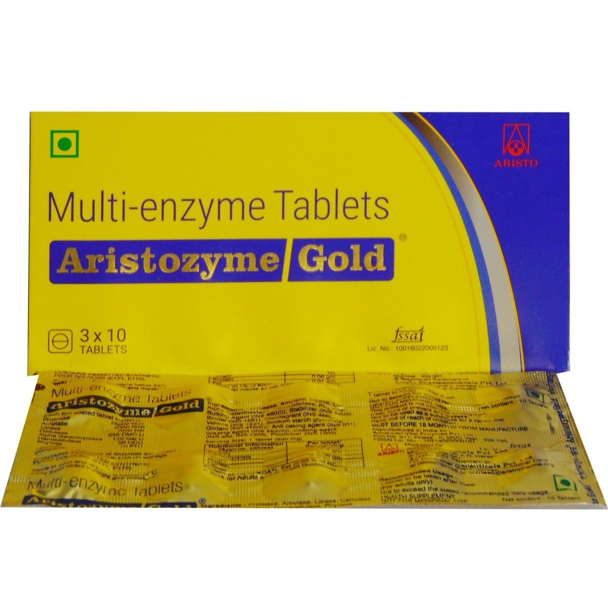 Aristozyme Gold Tablet 10's Price, Uses, Side Effects, Composition