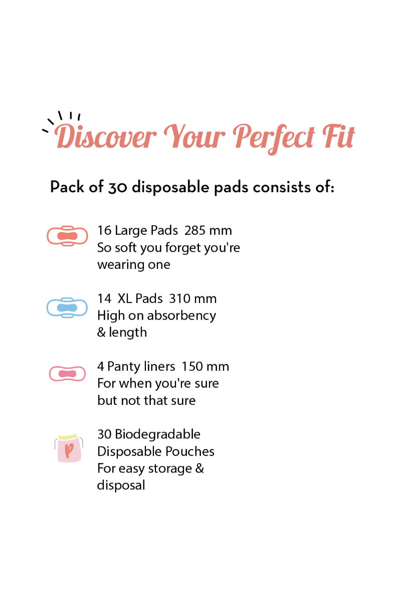 Plush Sanitary Napkins with Disposable Pouchs, 30 Count, Pack of 1 