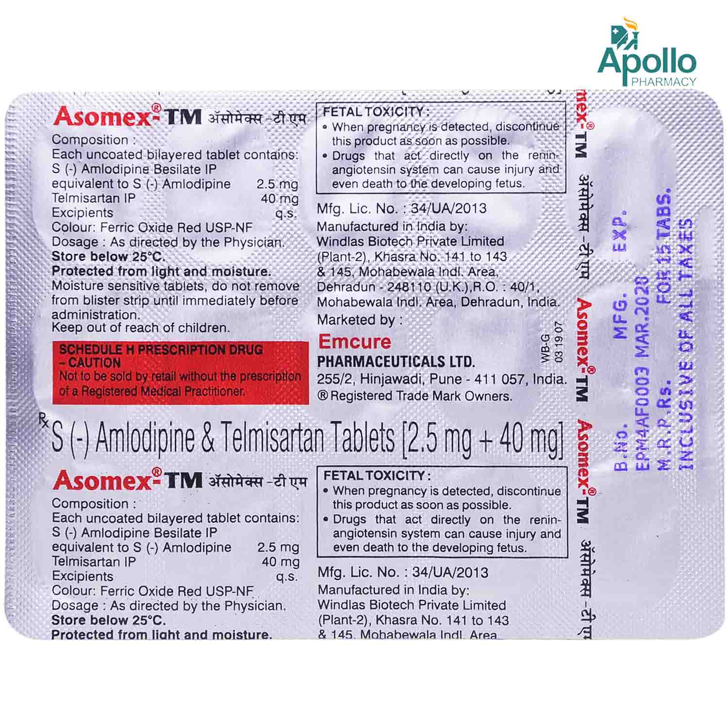 Asomex-TM Tablet 15's, Pack of 15 TABLETS