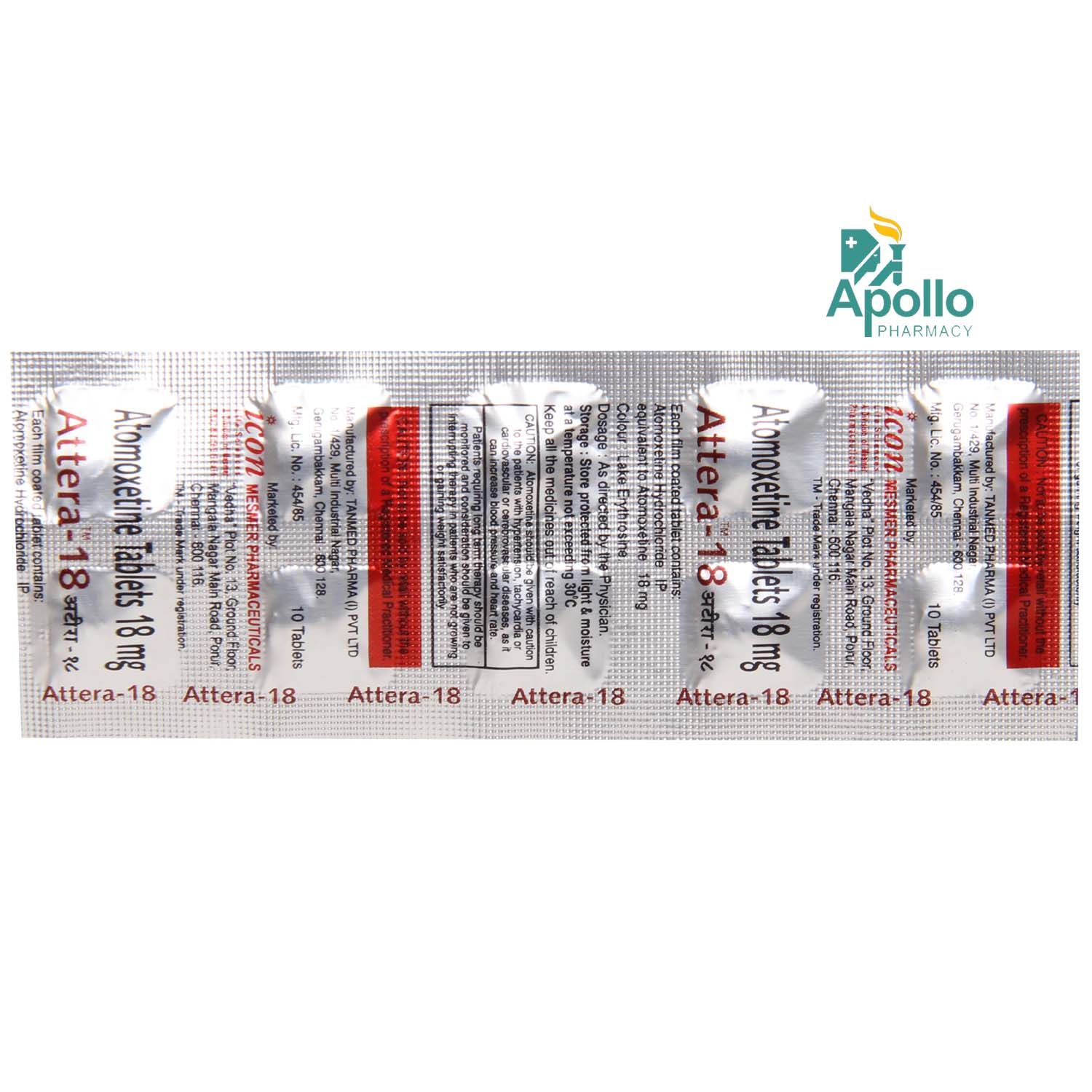 ATTERA 18MG TABLET, Pack of 10 TABLETS