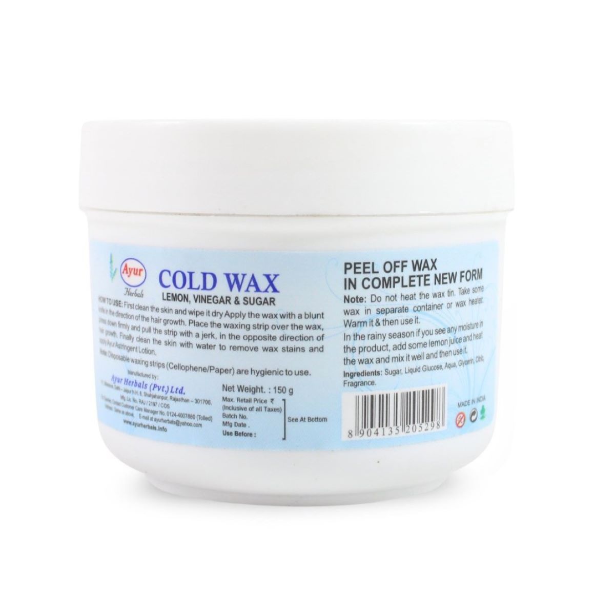 Ayur Herbal Cold Wax Hair Removal Cream, 150 gm Price, Uses, Side Effects,  Composition - Apollo Pharmacy