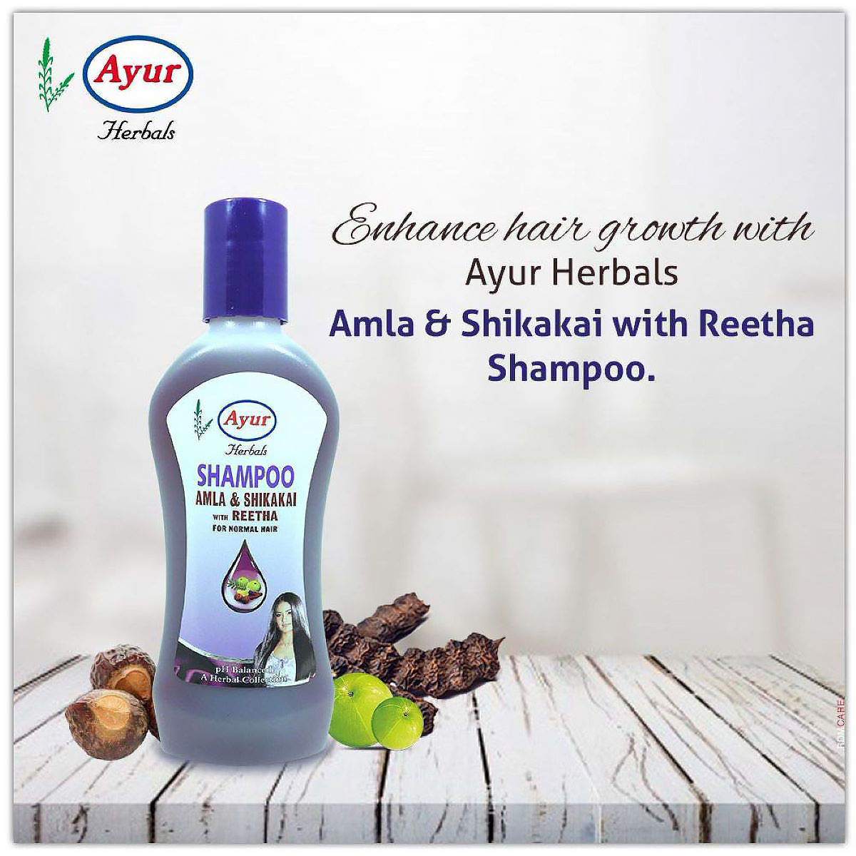 Ayur Herbal Amla & Shikakai With Reetha Shampoo, 200 ml, Pack of 1 