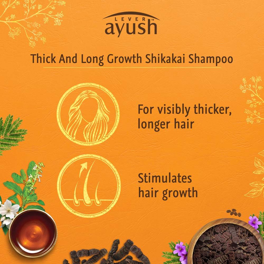 Lever Ayush Thick & Long Growth Shikakai Shampoo, 175 ml, Pack of 1 