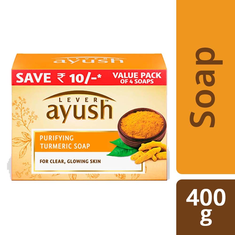 Buy Lever Ayush Purifying Turmeric Soap, 400 gm (4 x 100 gm) Online