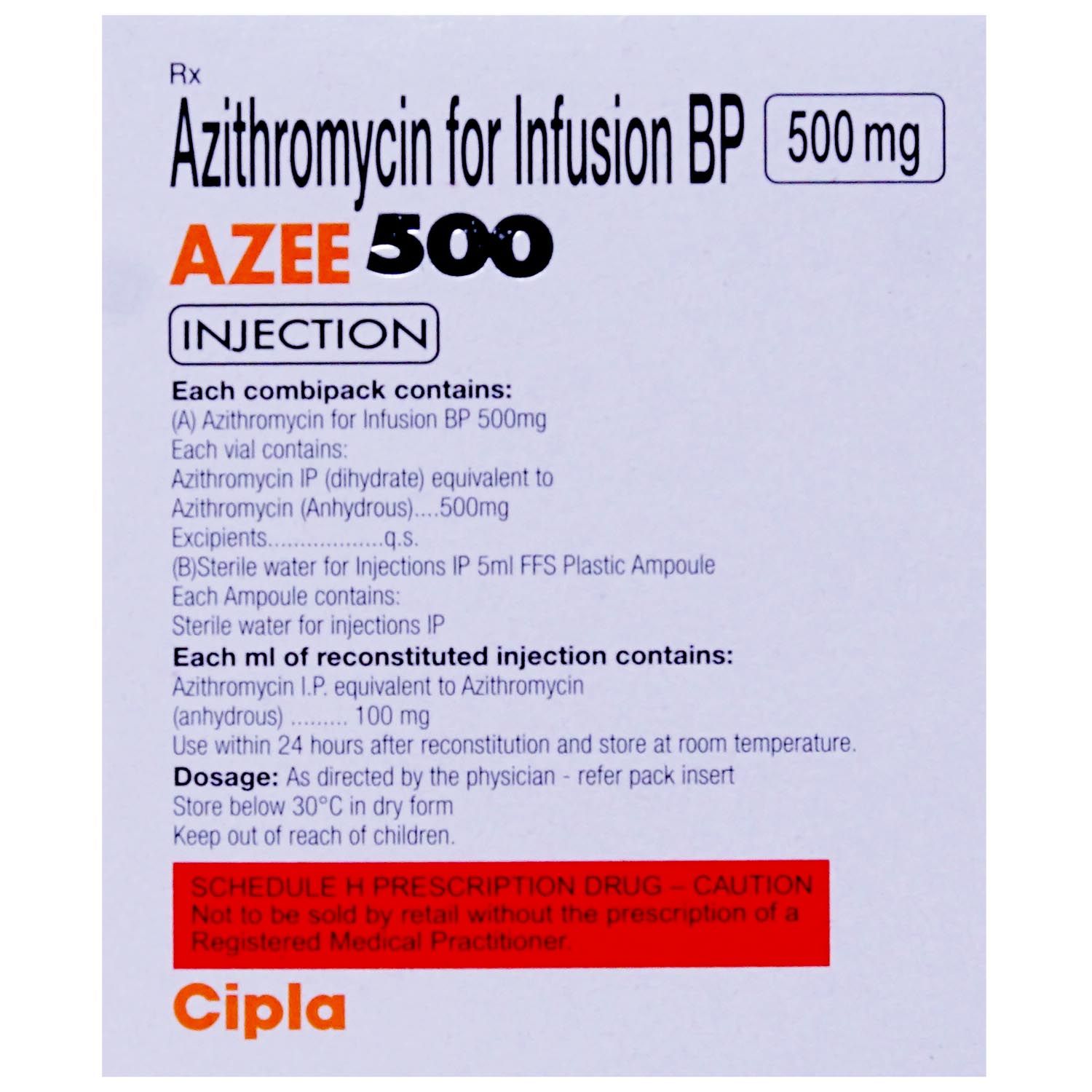 Azee 500 Injection 5 ml, Pack of 1 INJECTION