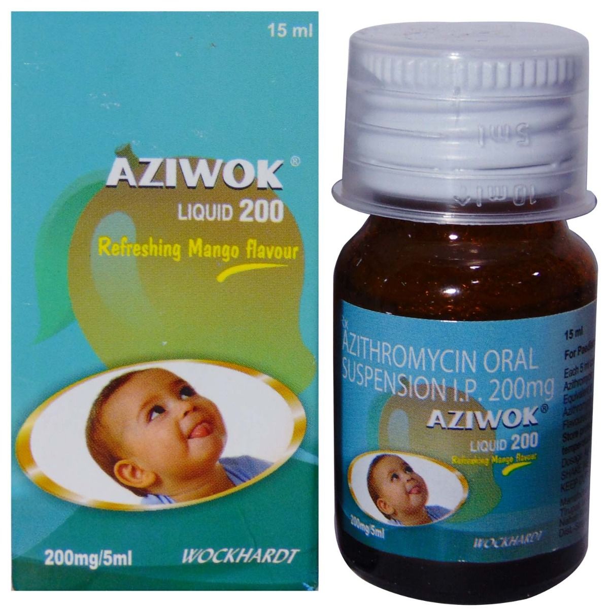 Aziwok 200 mg Liquid 15 ml, Pack of 1 Suspension