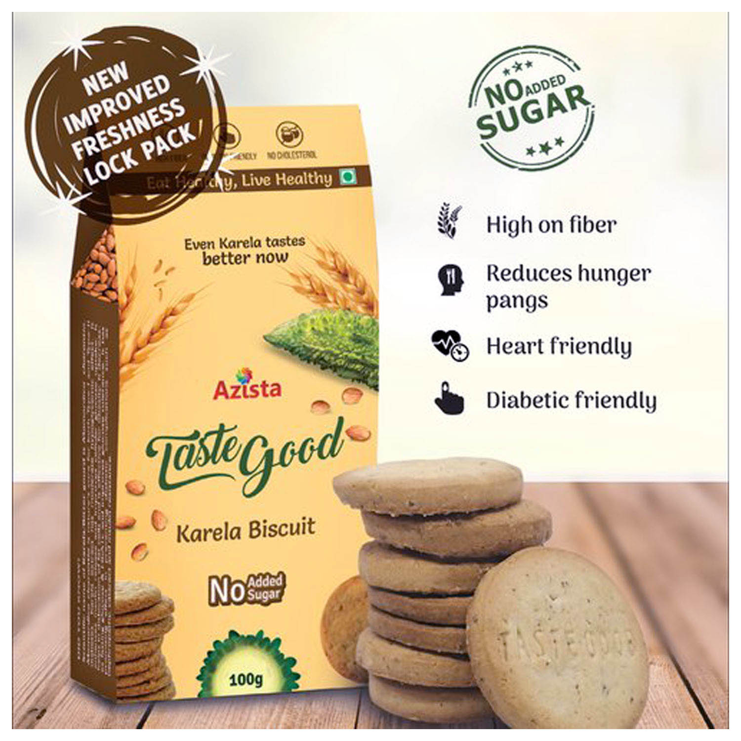 Buy Azista Taste Good Karela Biscuit, 100 gm Online